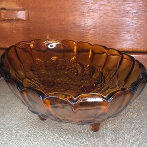 Vintage amber cut glass bowl